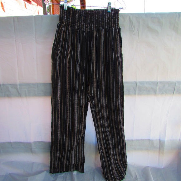 Billabong Pants - Billabong Black and White Striped Wide Leg Pants